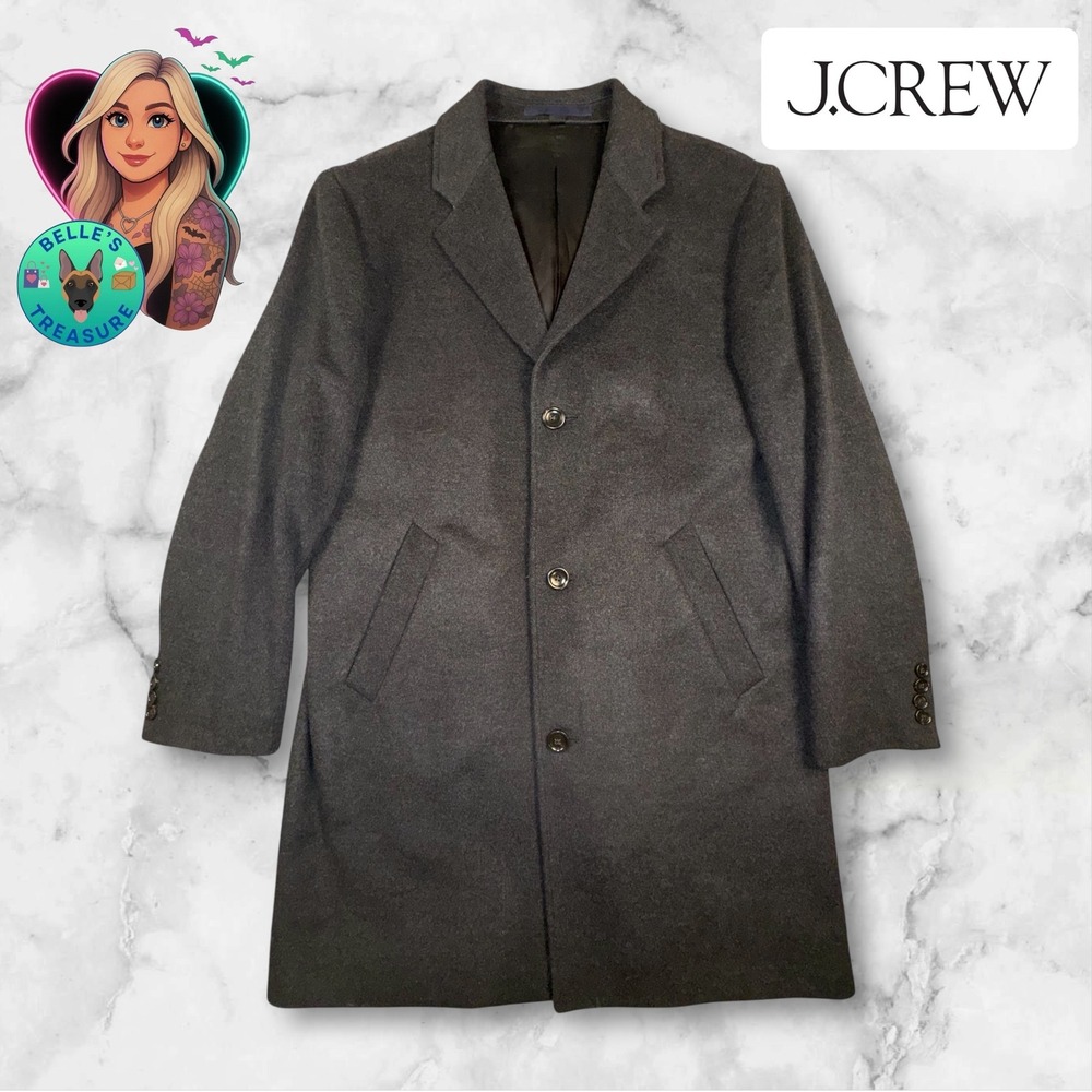 J. Crew Ludlow Charcoal Wool Cashmere Blend Topcoat Overcoat Men's 40S Long Coat
